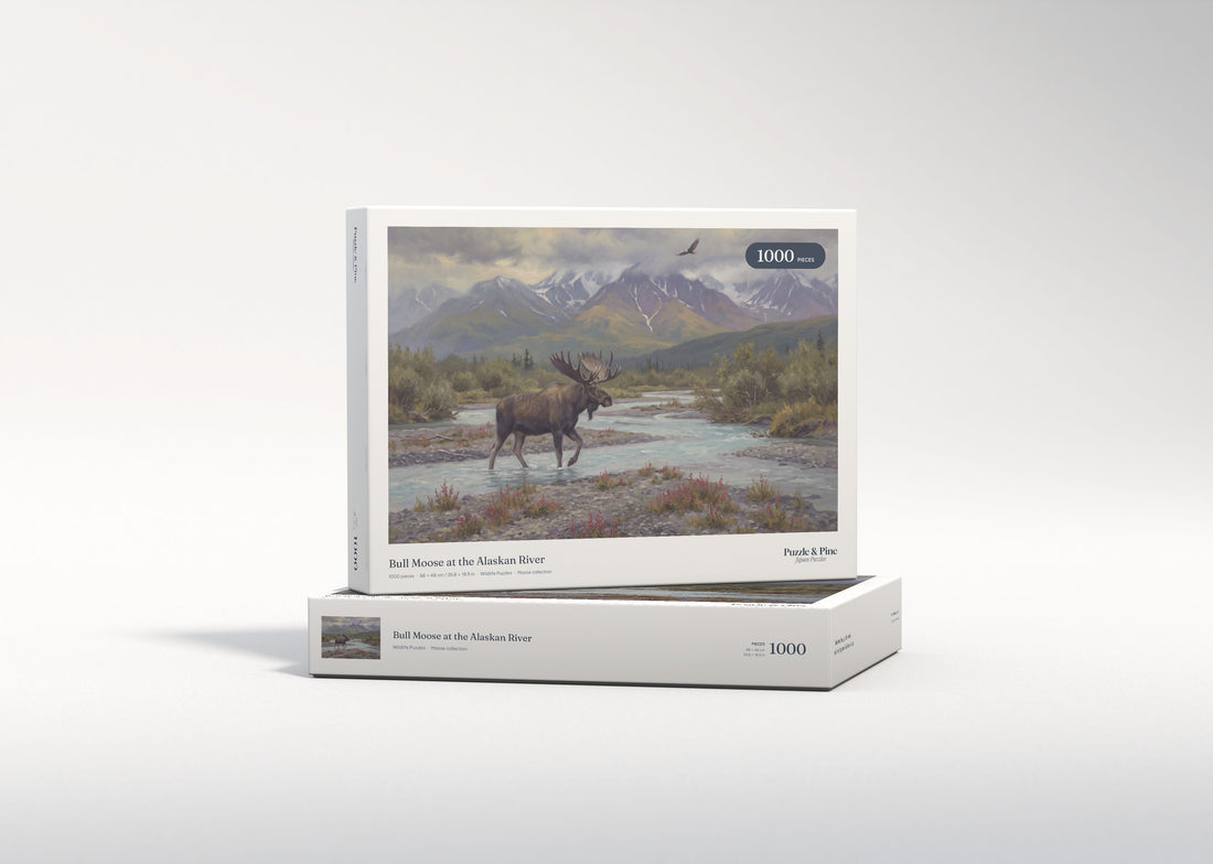 Bull Moose at the Alaskan River jigsaw puzzle - gift box