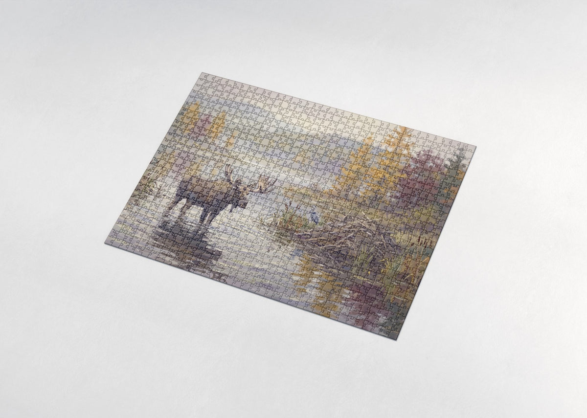 Bull Moose in the Autumn Pond jigsaw puzzle - assembled puzzle