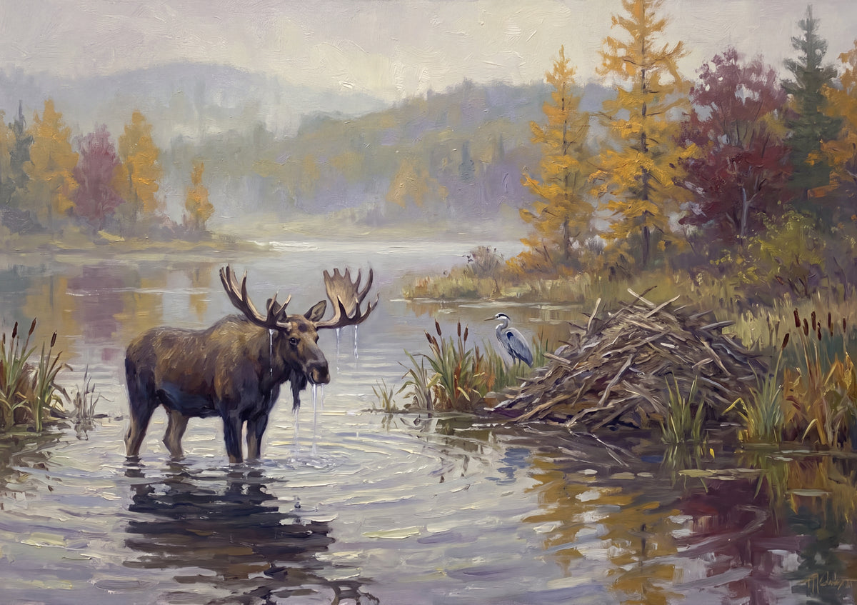 Bull Moose in the Autumn Pond jigsaw puzzle