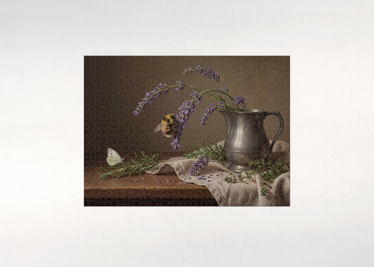 Bumblebee in the Lavender jigsaw puzzle - flat puzzle