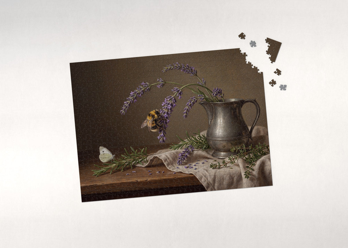 Bumblebee in the Lavender jigsaw puzzle - puzzle with loose pieces