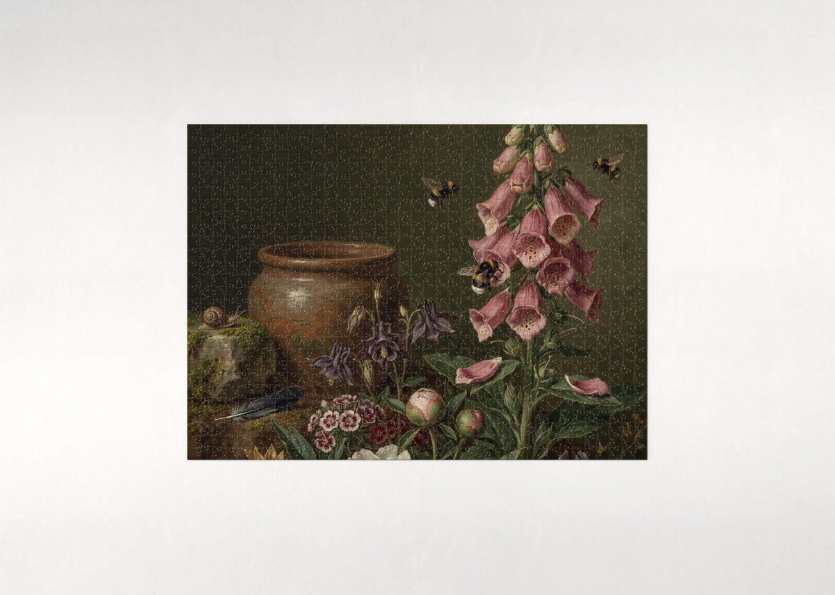 Bumblebee on the Foxglove jigsaw puzzle - flat puzzle