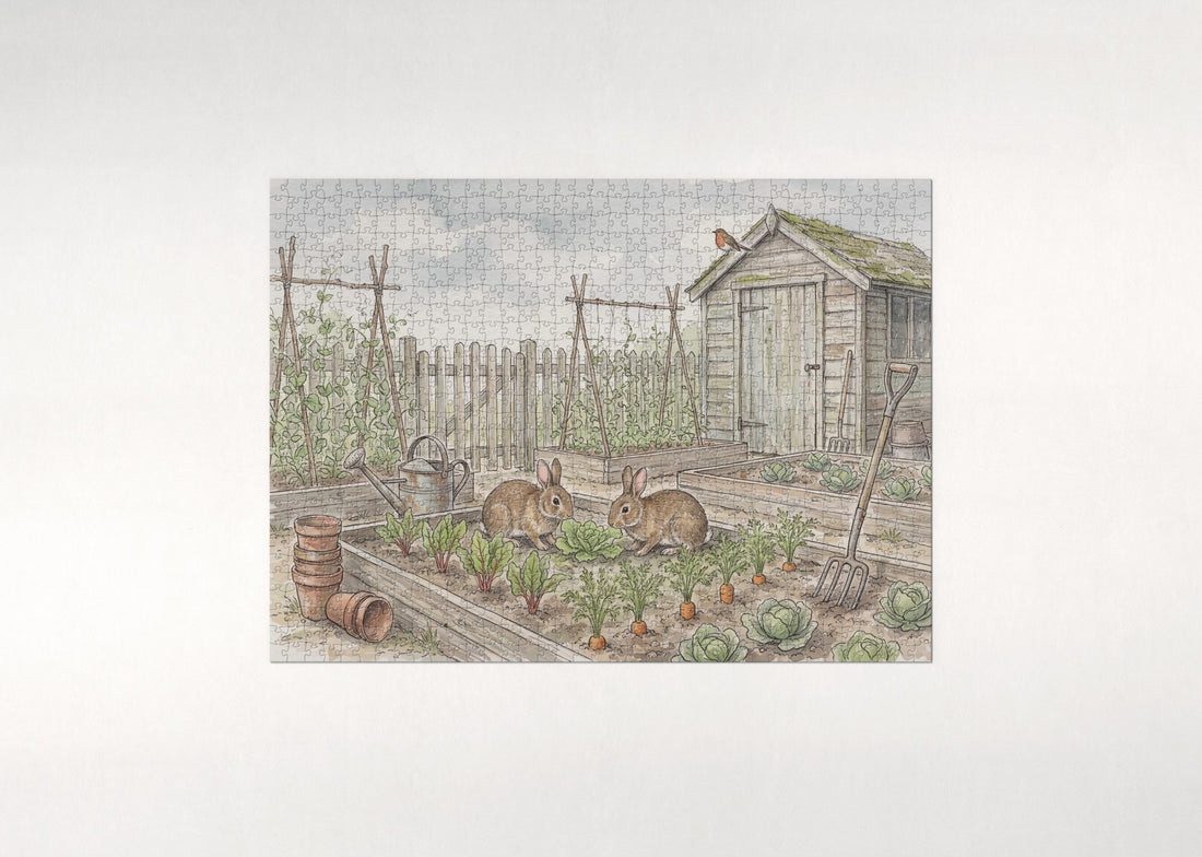 Bunnies in the Vegetable Garden jigsaw puzzle - gift box