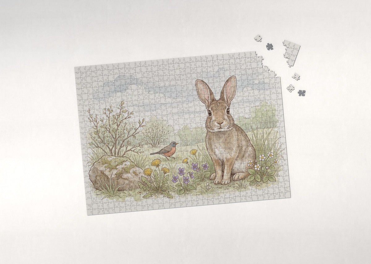 Bunny in the Spring Meadow jigsaw puzzle - puzzle with loose pieces