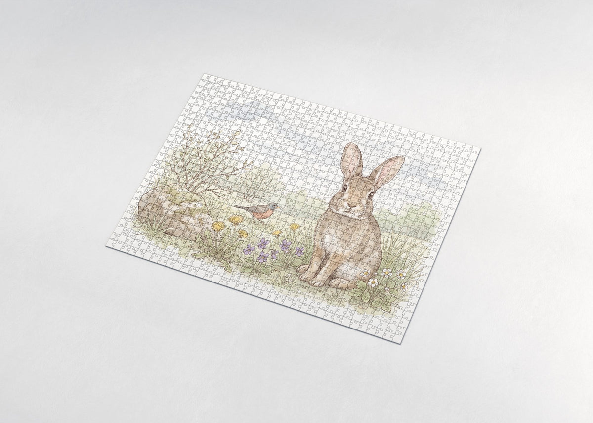 Bunny in the Spring Meadow jigsaw puzzle - assembled puzzle