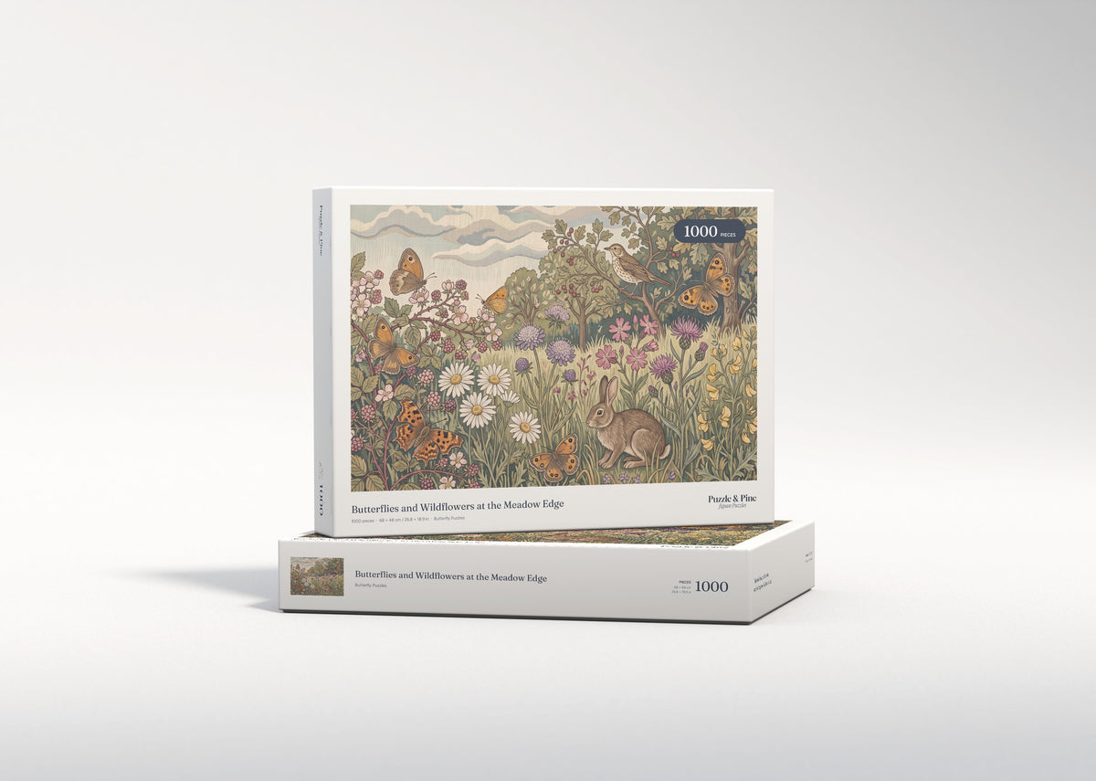 Butterflies and Wildflowers at the Meadow Edge jigsaw puzzle - gift box