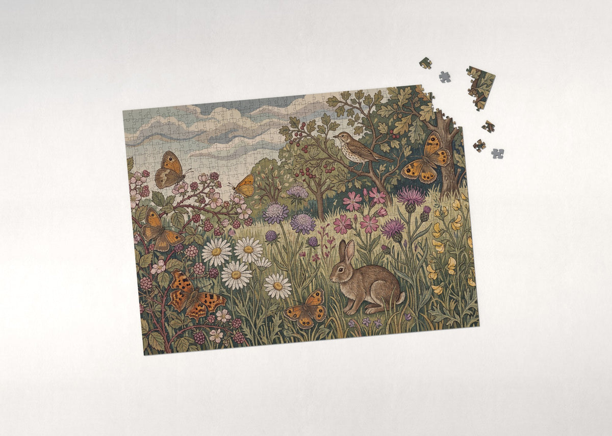 Butterflies and Wildflowers at the Meadow Edge jigsaw puzzle - puzzle with loose pieces