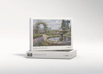 Butterflies at the Garden Fountain jigsaw puzzle - gift box