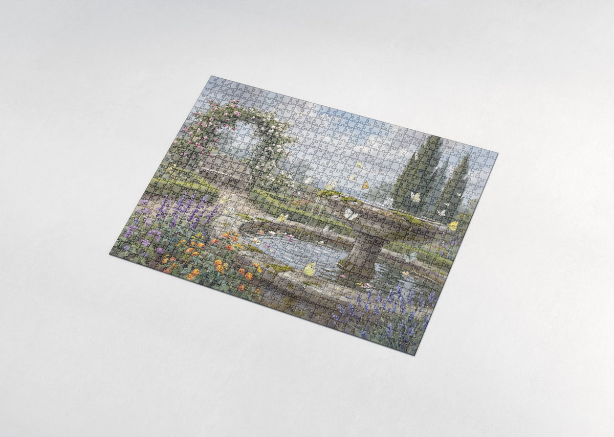 Butterflies at the Garden Fountain jigsaw puzzle - assembled puzzle