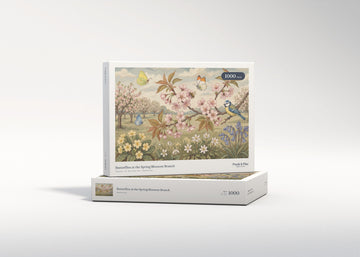Butterflies at the Spring Blossom Branch jigsaw puzzle - gift box