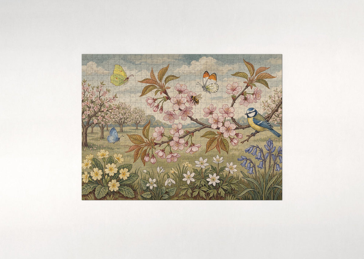 Butterflies at the Spring Blossom Branch jigsaw puzzle - flat puzzle