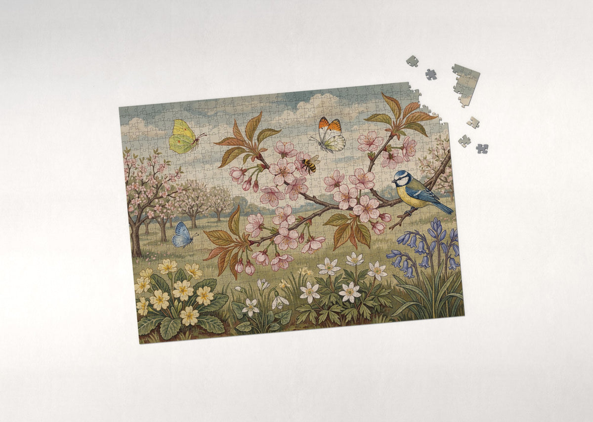 Butterflies at the Spring Blossom Branch jigsaw puzzle - puzzle with loose pieces