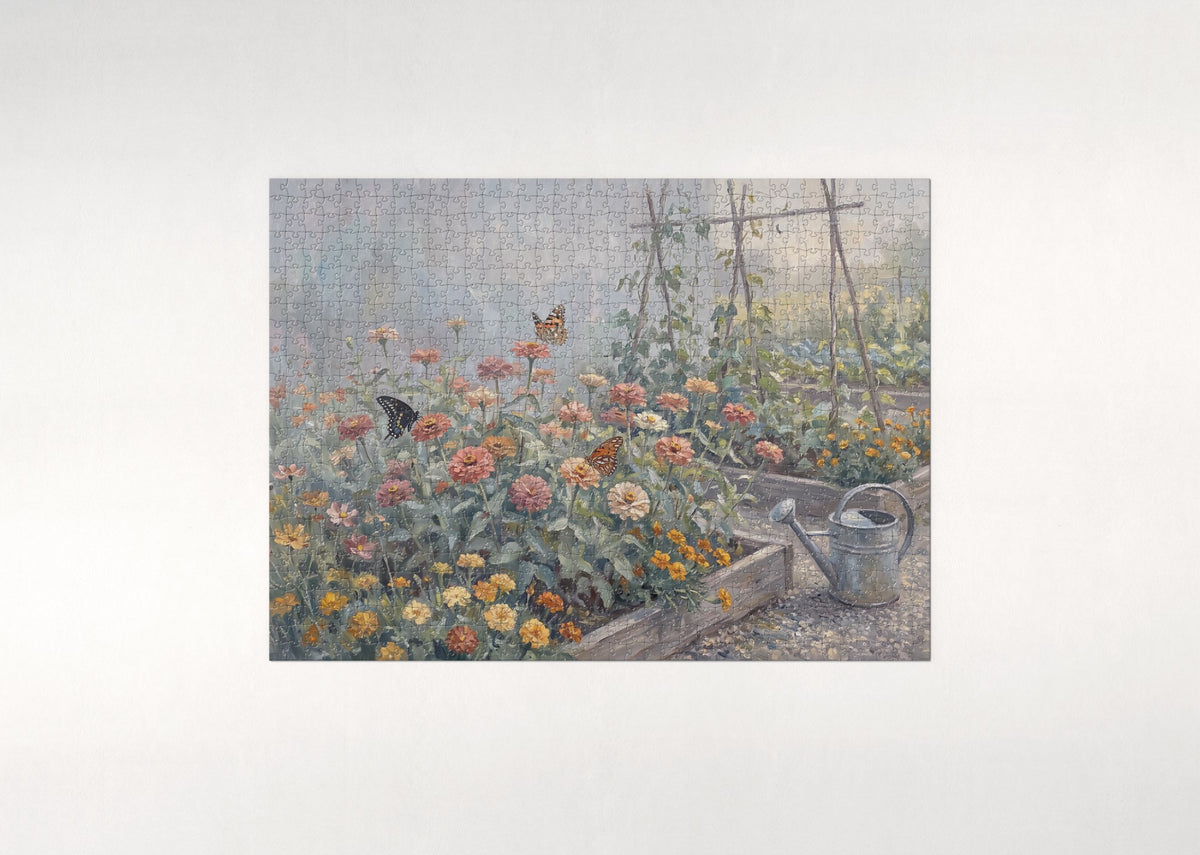Butterflies at the Zinnia Patch jigsaw puzzle - flat puzzle