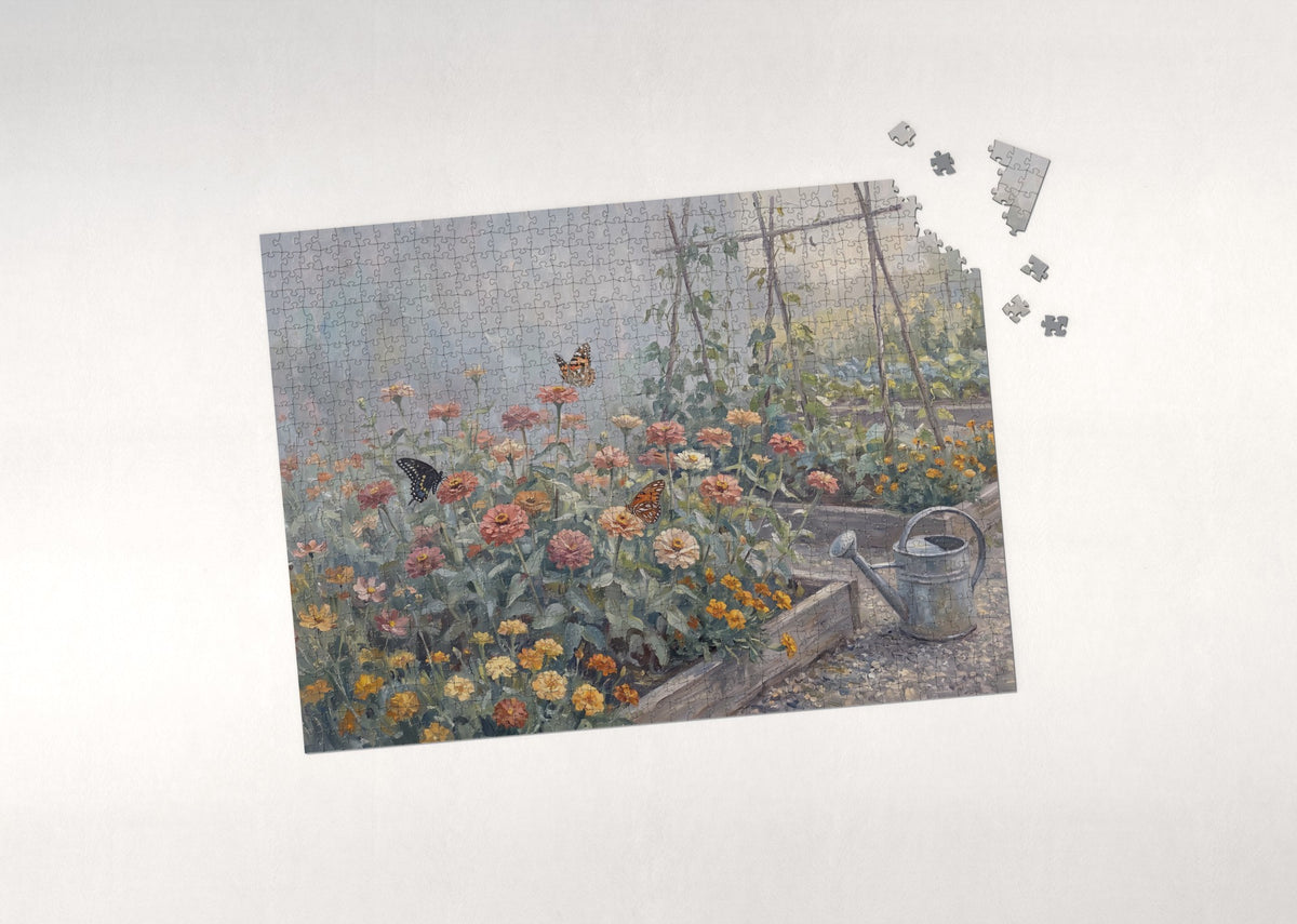 Butterflies at the Zinnia Patch jigsaw puzzle - puzzle with loose pieces