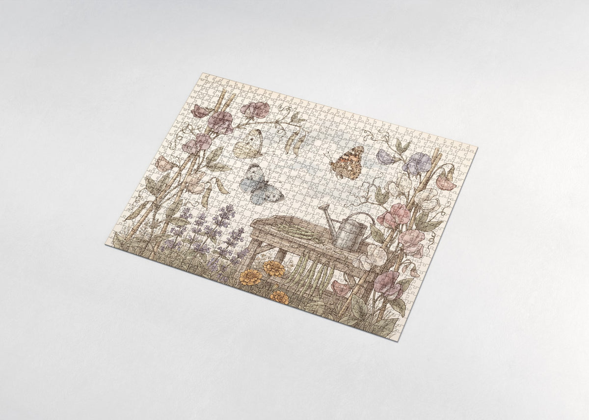 Butterflies in the Sweet Pea Garden jigsaw puzzle - assembled puzzle