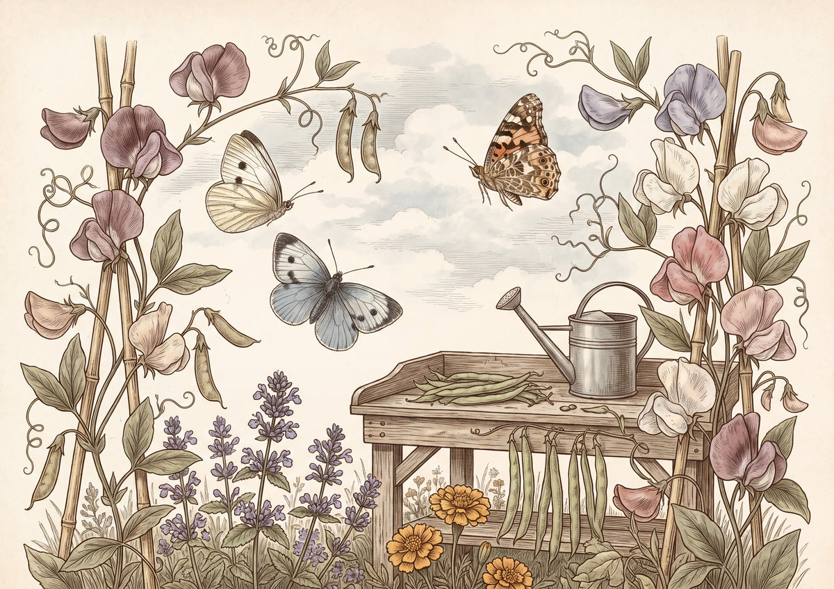 Butterflies in the Sweet Pea Garden jigsaw puzzle