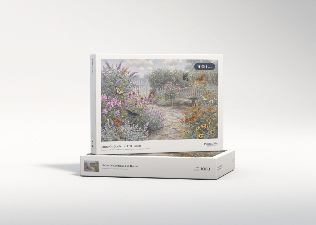 Butterfly Garden in Full Bloom jigsaw puzzle - gift box
