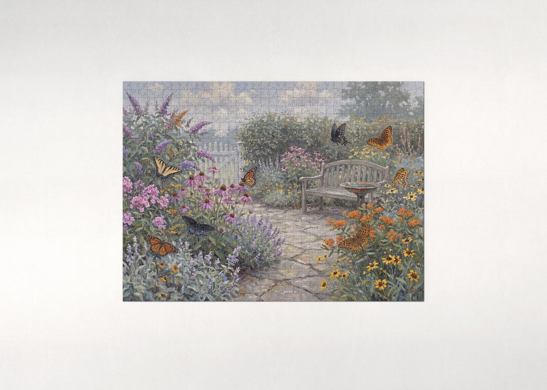 Butterfly Garden in Full Bloom jigsaw puzzle - gift box