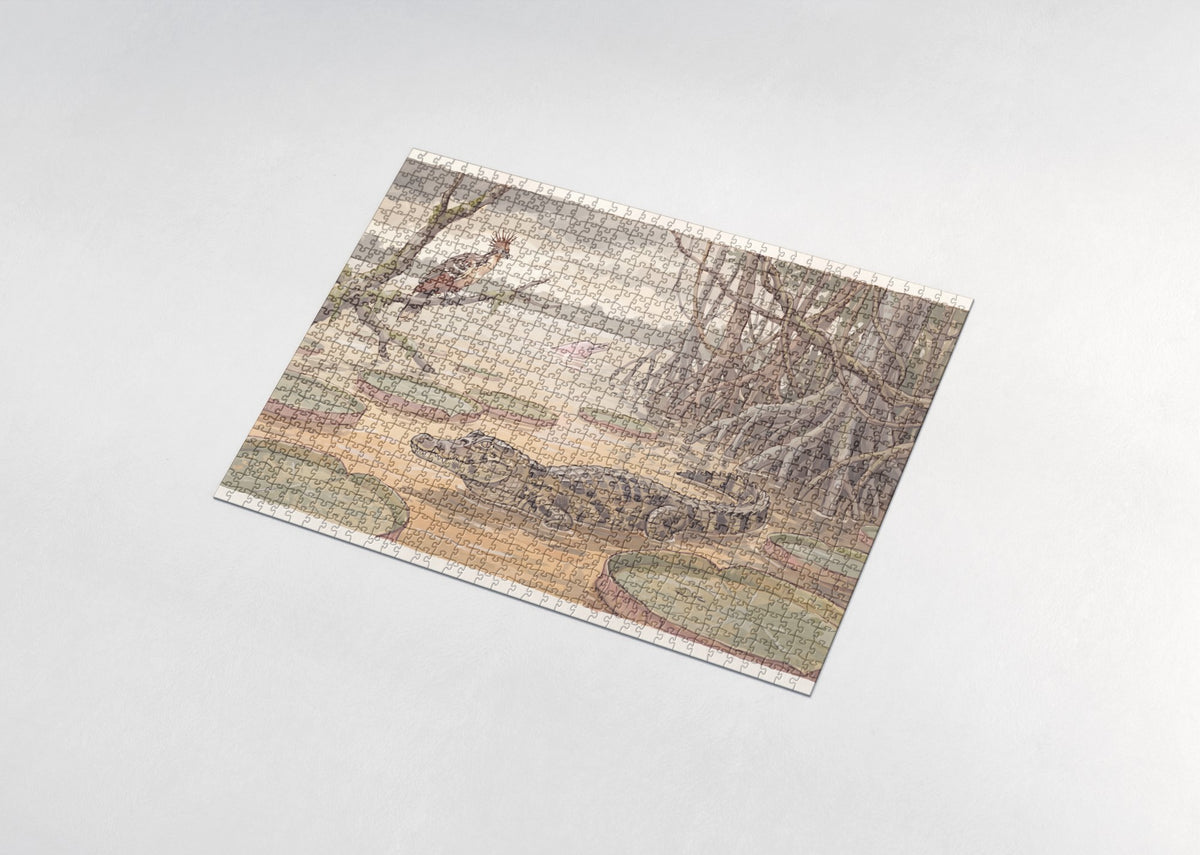 Caiman in the Amazon Shallows jigsaw puzzle - assembled puzzle