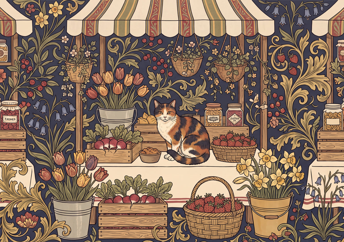 Calico Cat At the Spring Market Stall jigsaw puzzle