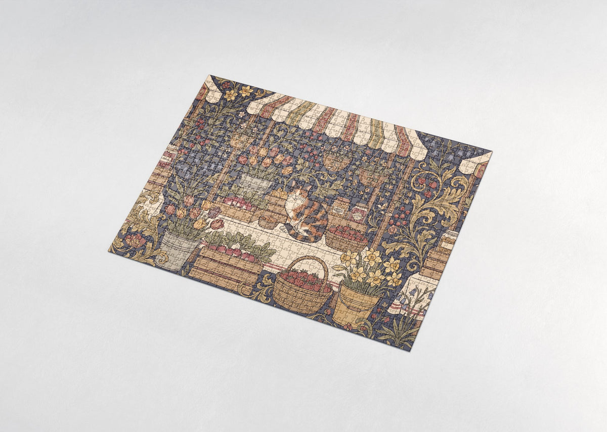 Calico Cat At the Spring Market Stall jigsaw puzzle - assembled puzzle