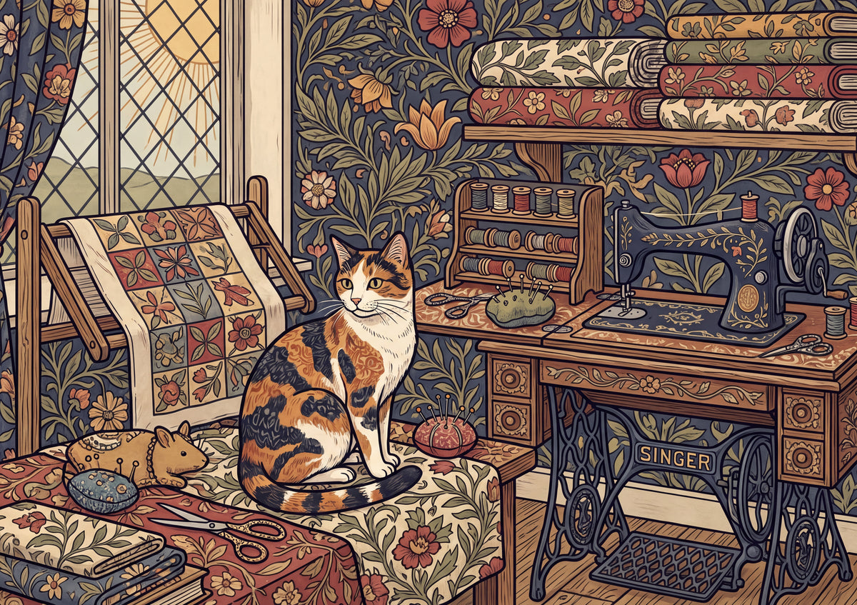 Calico Cat In the Quilting Room jigsaw puzzle