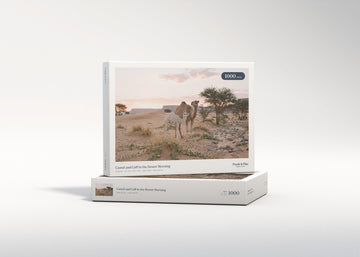 Camel and Calf in the Desert Morning jigsaw puzzle - gift box