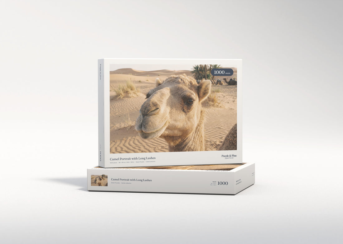 Camel Portrait with Long Lashes jigsaw puzzle - gift box