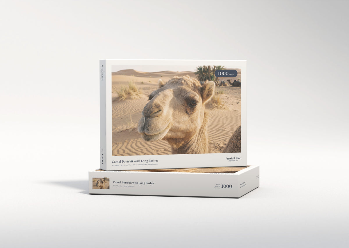 Camel Portrait with Long Lashes jigsaw puzzle - gift box