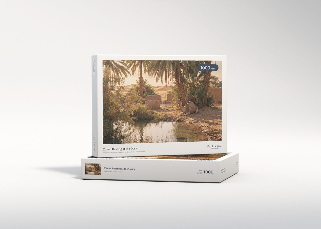 Camel Resting at the Oasis jigsaw puzzle - gift box