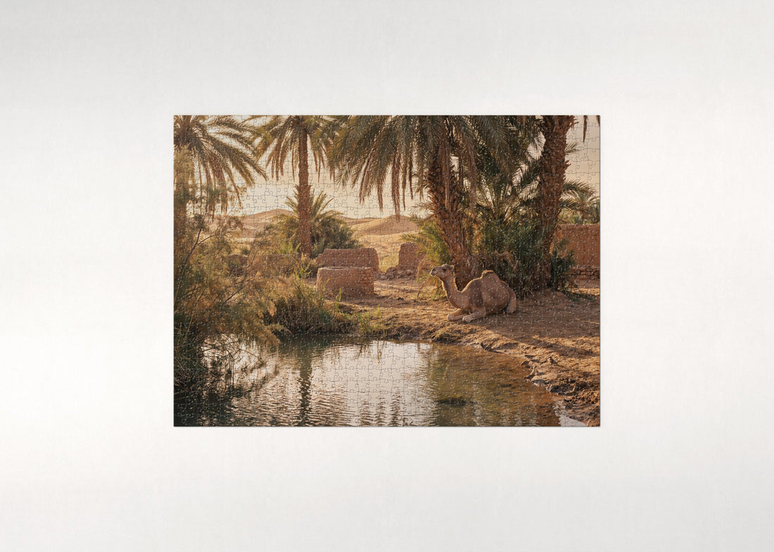 Camel Resting at the Oasis jigsaw puzzle - gift box