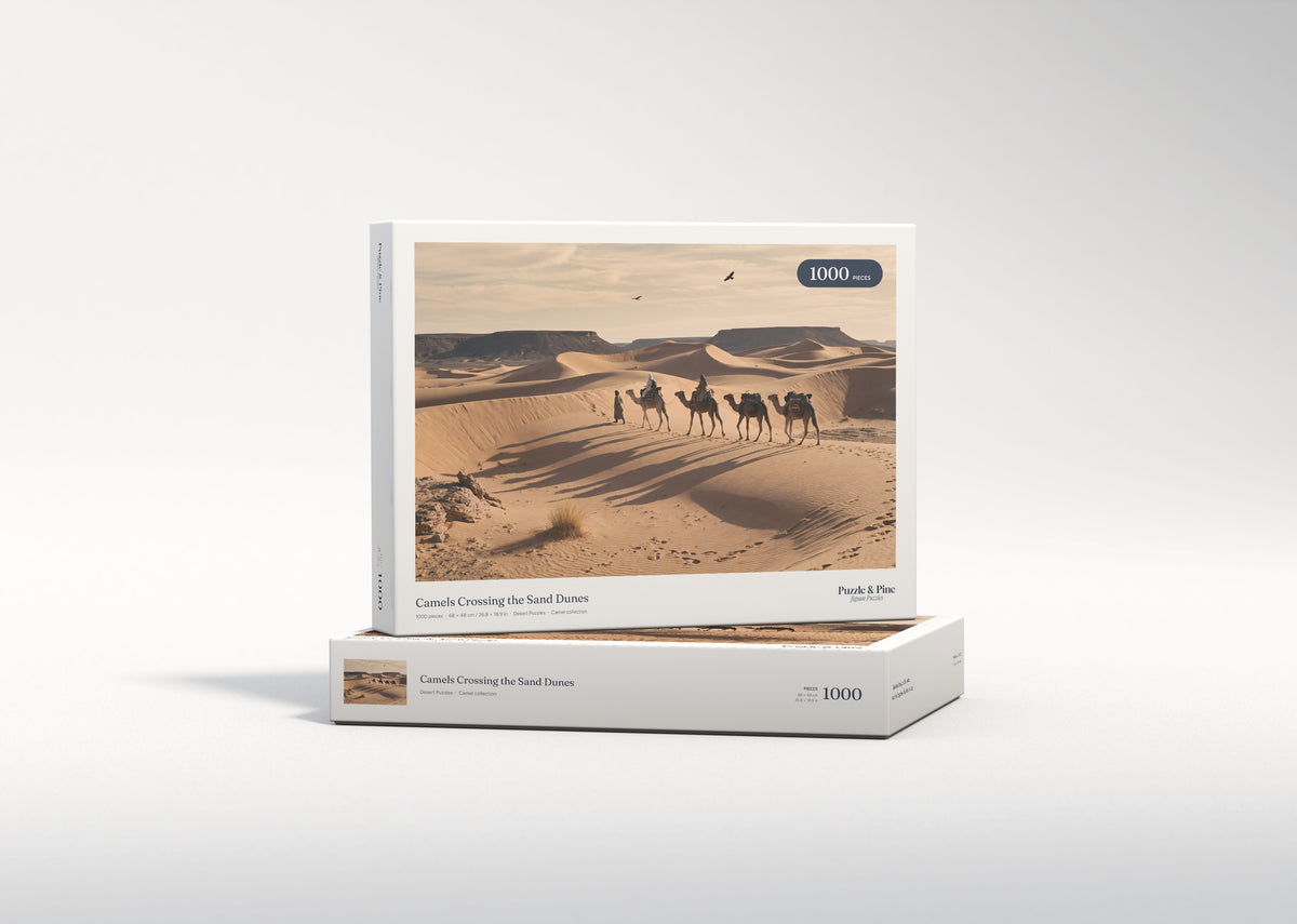 Camels Crossing the Sand Dunes jigsaw puzzle - gift box