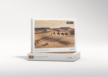 Camels Crossing the Sand Dunes jigsaw puzzle - gift box