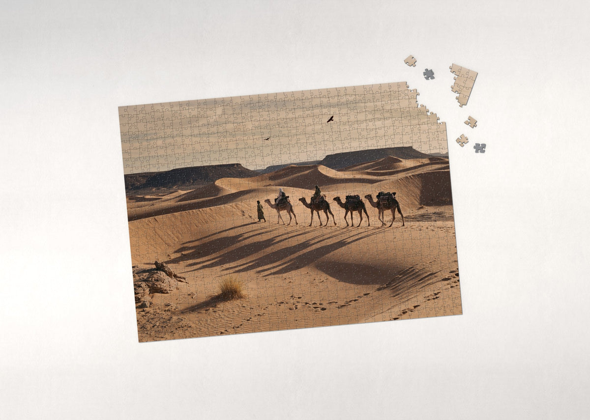 Camels Crossing the Sand Dunes jigsaw puzzle - puzzle with loose pieces