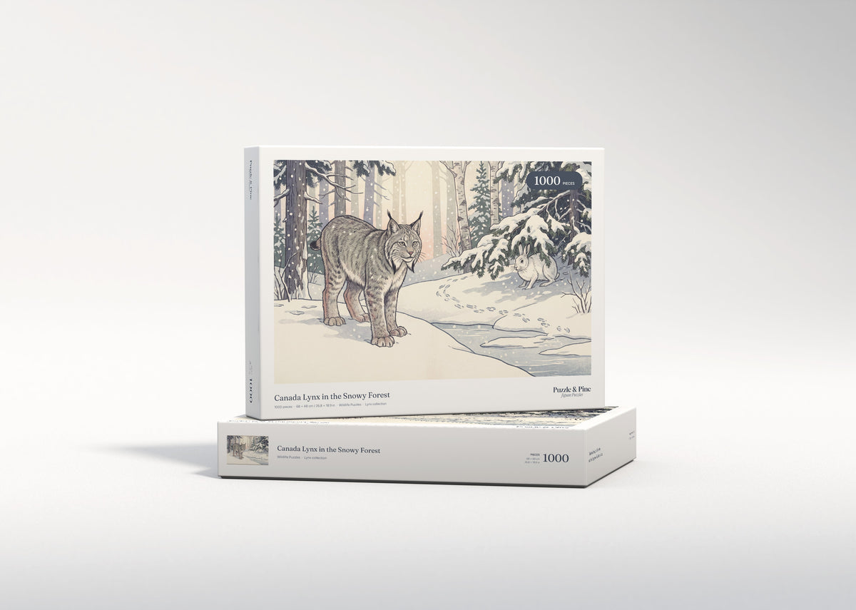 Canada Lynx in the Snowy Forest jigsaw puzzle - gift box