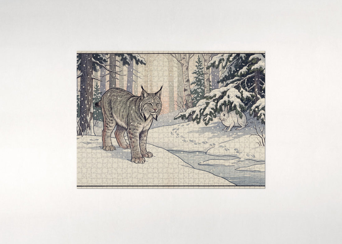 Canada Lynx in the Snowy Forest jigsaw puzzle - gift box