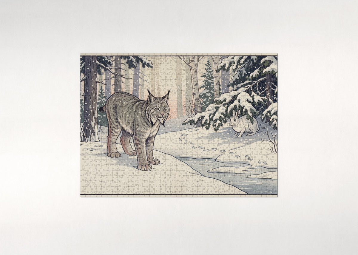 Canada Lynx in the Snowy Forest jigsaw puzzle - flat puzzle