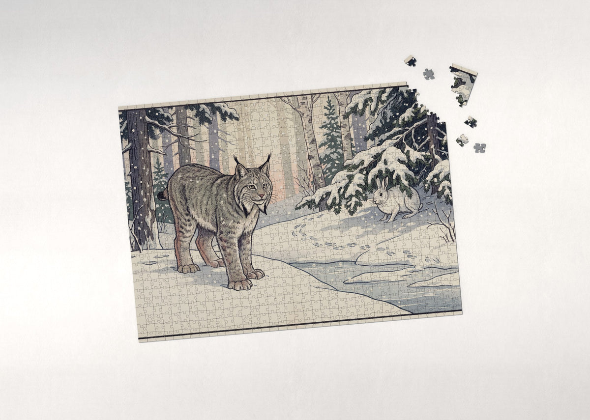 Canada Lynx in the Snowy Forest jigsaw puzzle - puzzle with loose pieces