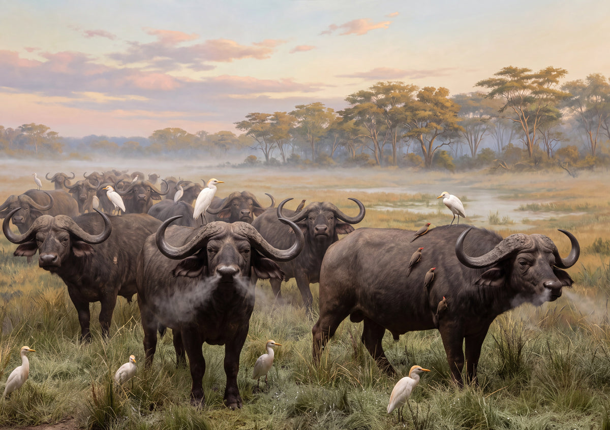 Cape Buffalo Herd at Dawn jigsaw puzzle