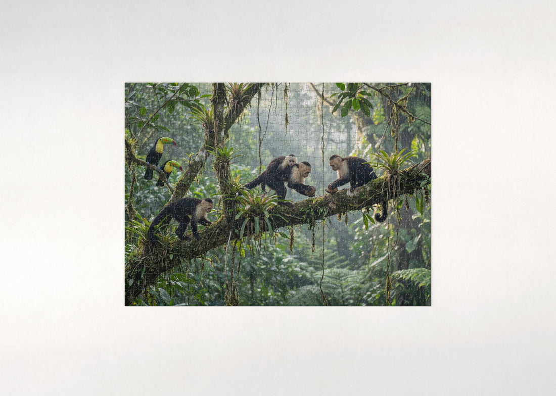 Capuchin Monkeys in the Rainforest Canopy jigsaw puzzle - gift box
