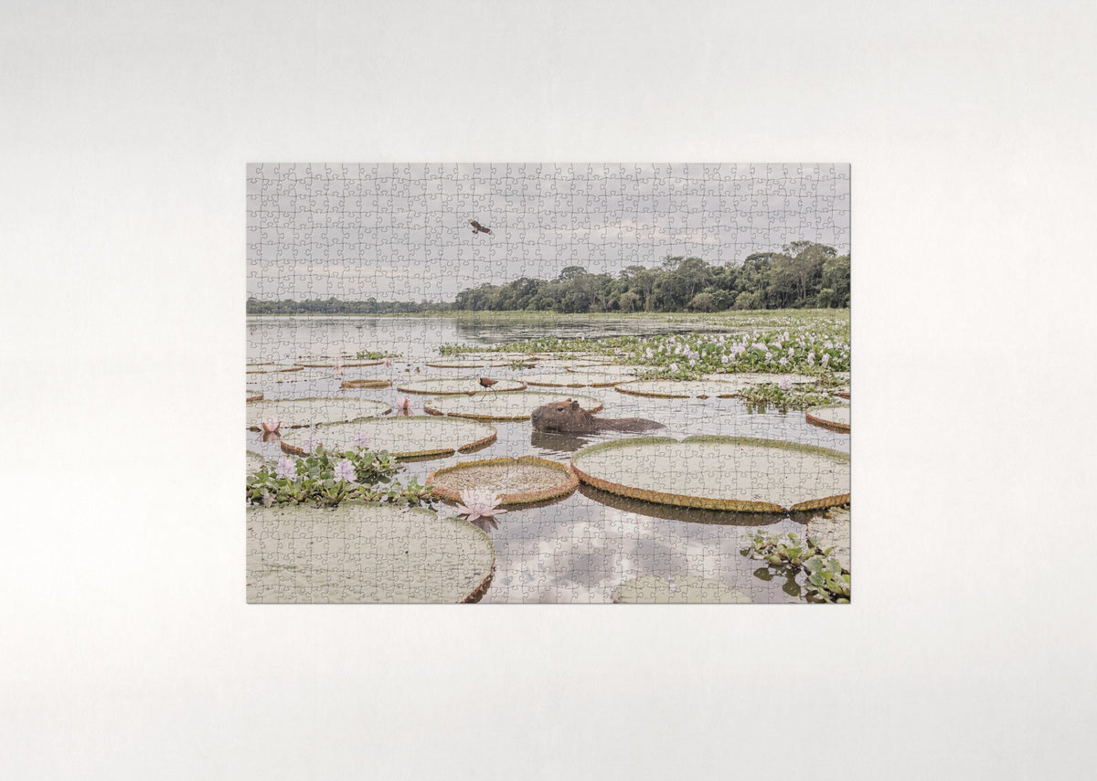 Capybara Among the Water Lilies jigsaw puzzle - flat puzzle