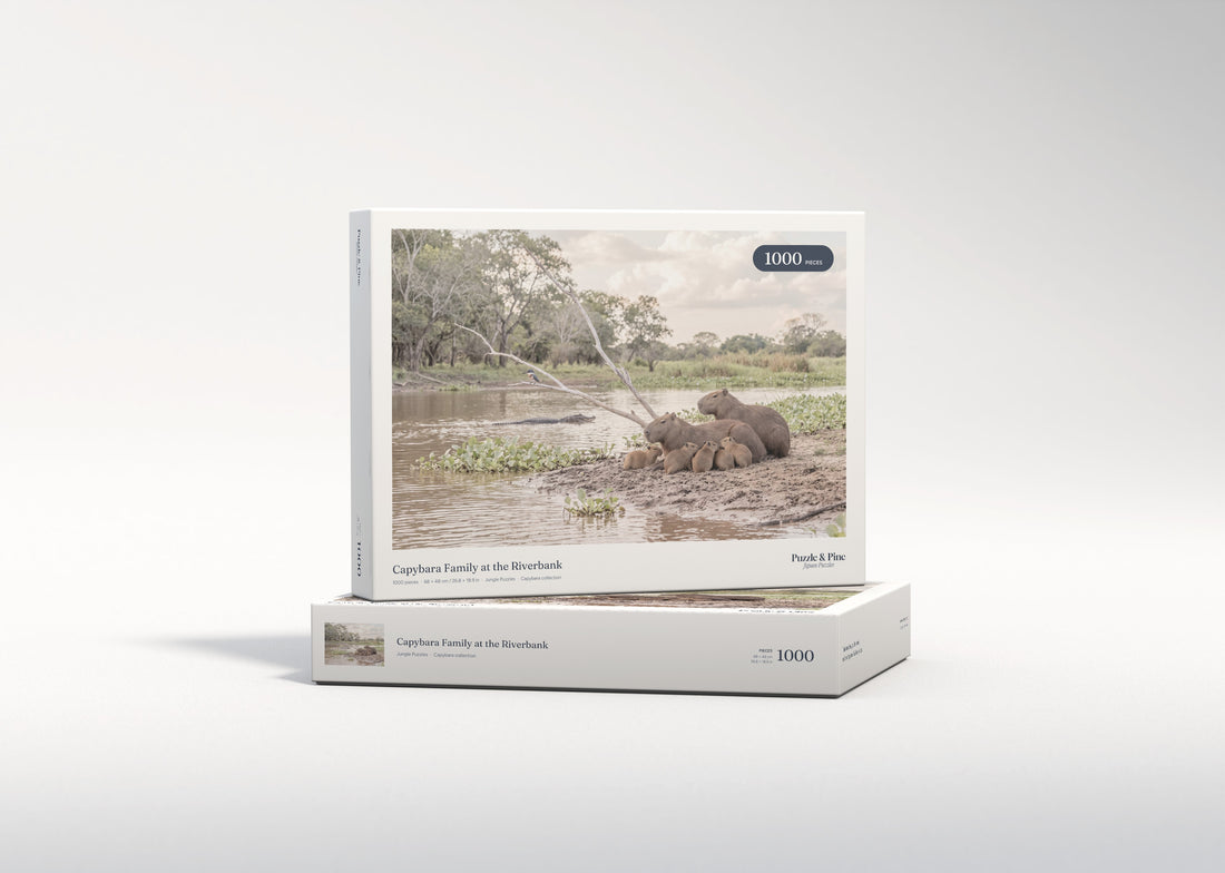 Capybara Family at the Riverbank jigsaw puzzle - gift box