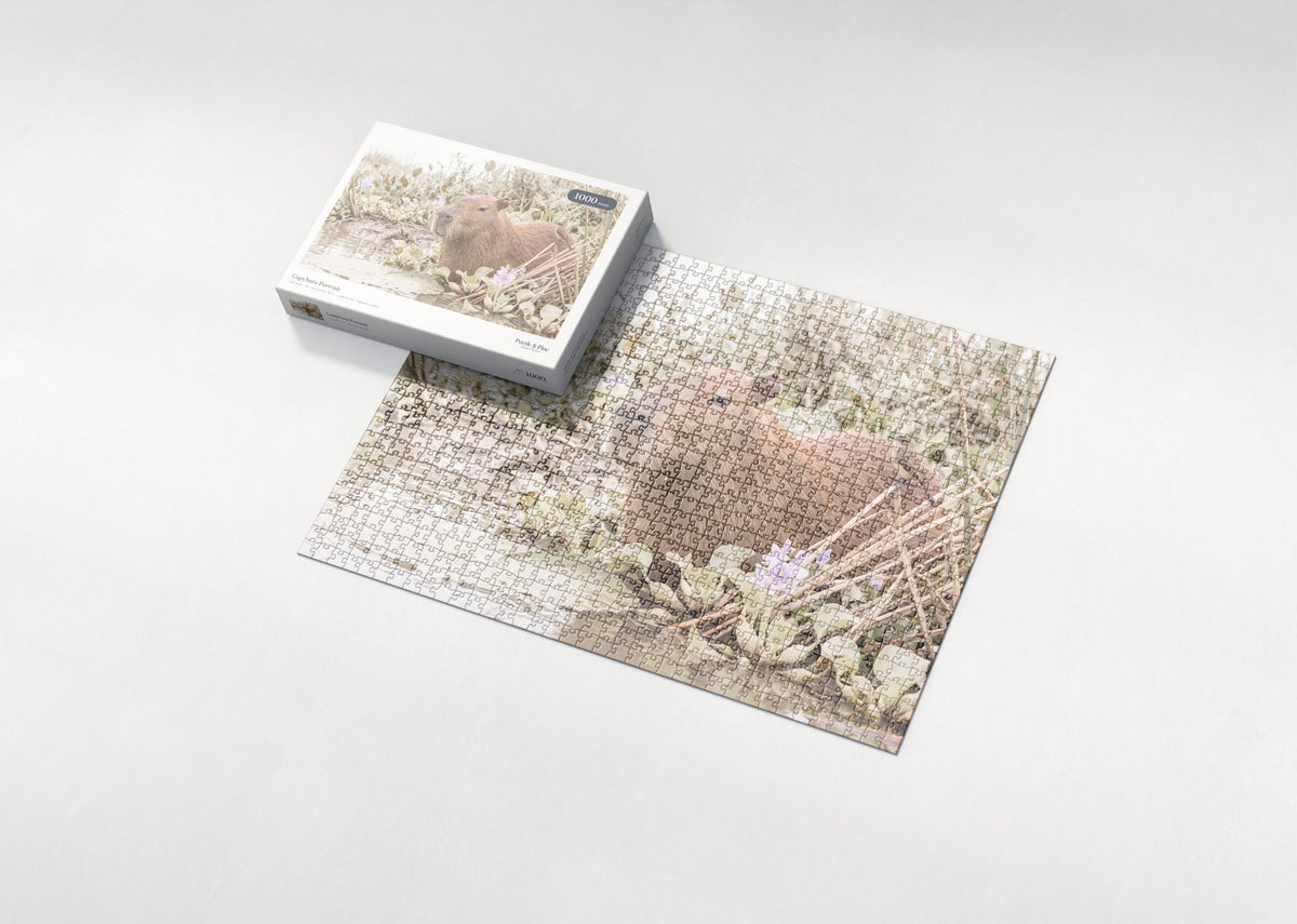 Capybara Portrait jigsaw puzzle - box and puzzle