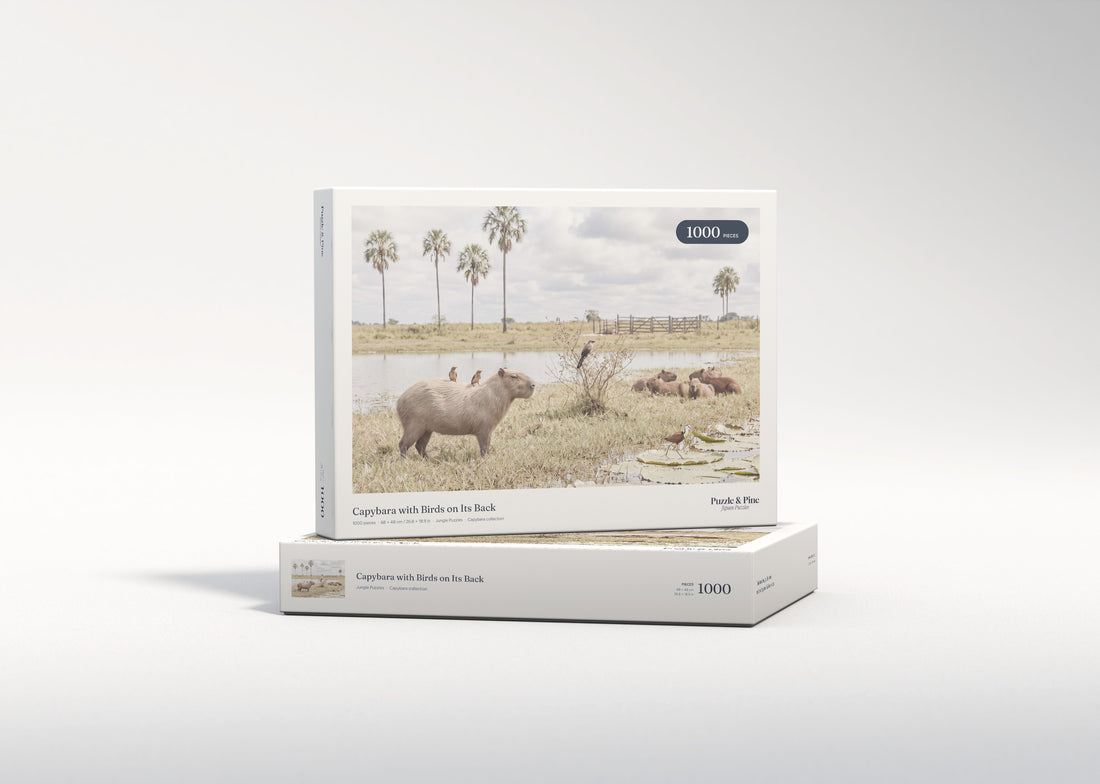 Capybara with Birds on Its Back jigsaw puzzle - gift box
