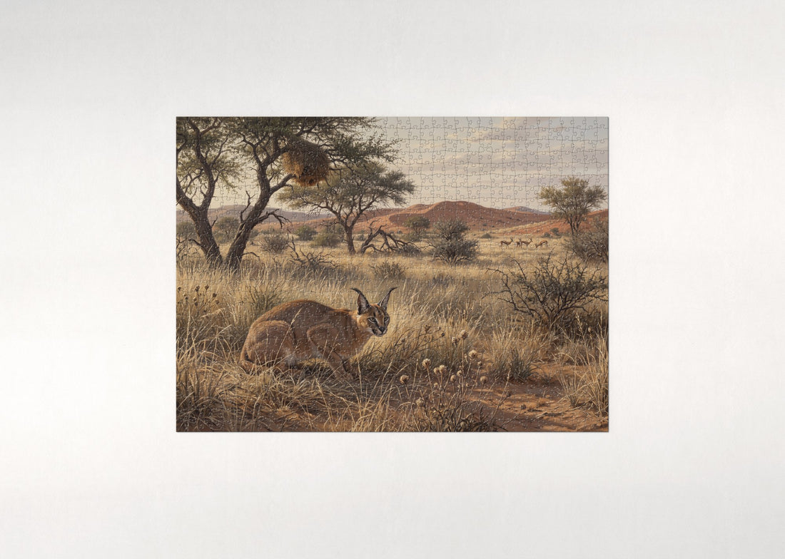Caracal in the Golden Grass jigsaw puzzle - gift box