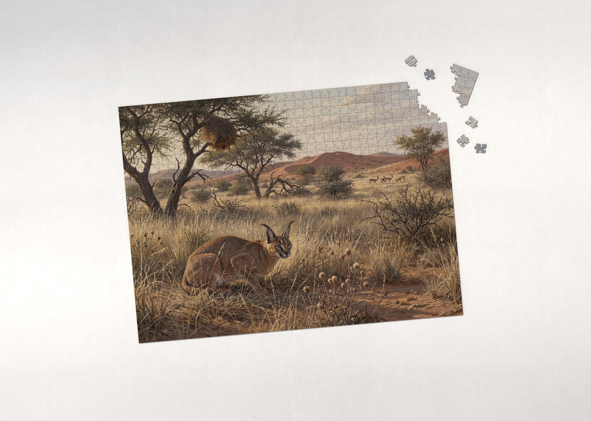 Caracal in the Golden Grass jigsaw puzzle - puzzle with loose pieces