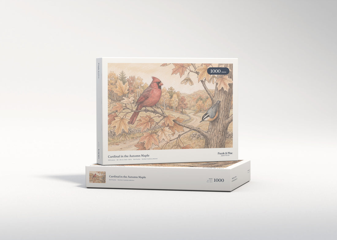 Cardinal in the Autumn Maple jigsaw puzzle - gift box