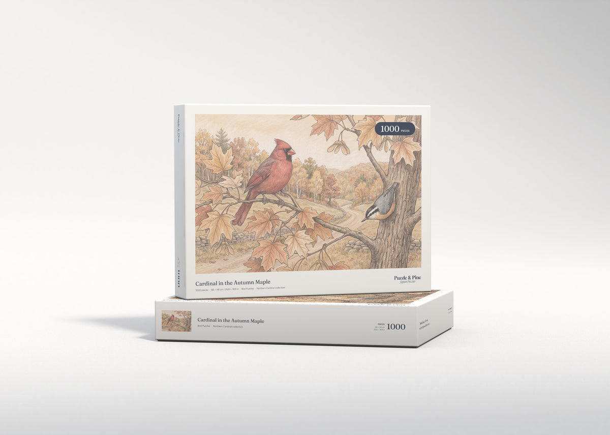 Cardinal in the Autumn Maple jigsaw puzzle - gift box