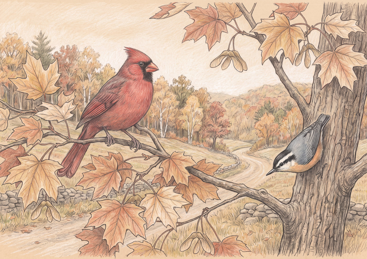 Cardinal in the Autumn Maple jigsaw puzzle