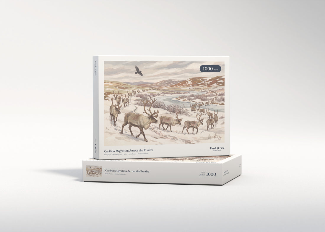 Caribou Migration Across the Tundra jigsaw puzzle - gift box